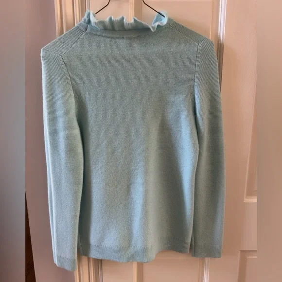 Talbots Teal Ruffled Neck Sweater Soft Knit Timeless Design - Picture 3 of 4